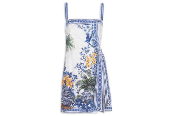 Vestido Curto Jardim Oriental - Azul