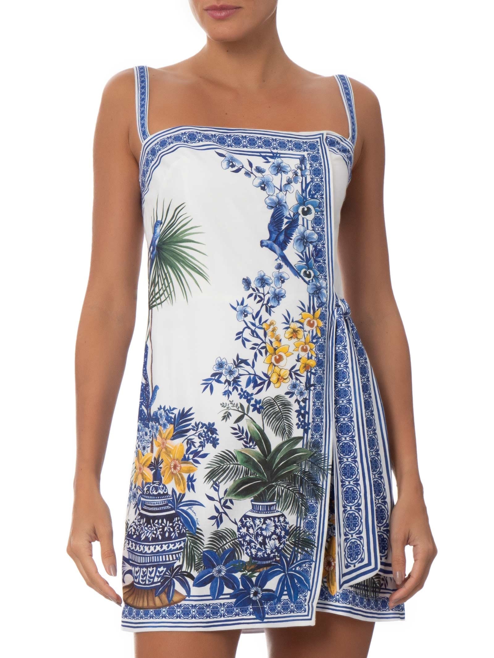 Vestido Curto Jardim Oriental Azul Farm