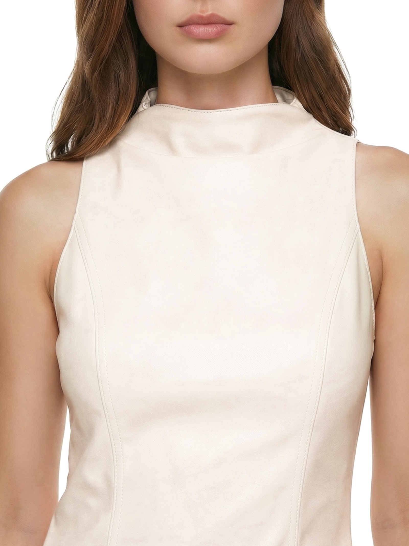 Vestido Curto Justo Sem Manga Off White My Favorite