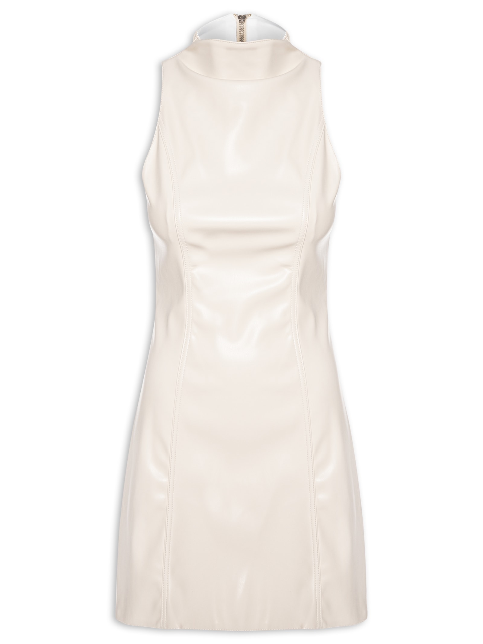 Vestido Curto Justo Sem Manga Off White My Favorite