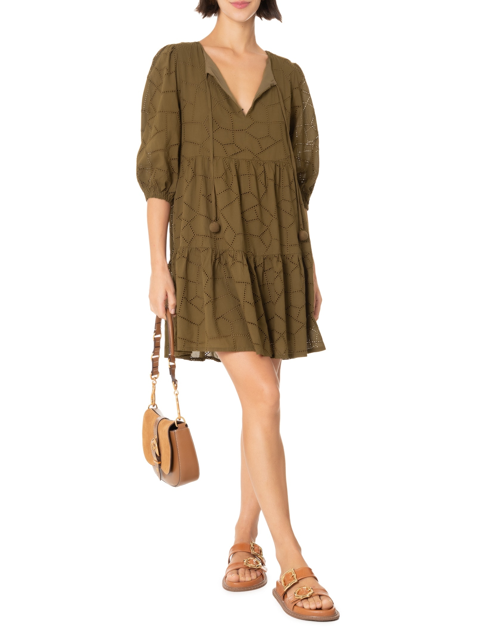 Vestido Curto Laise Arquitetura Verde Cantão
