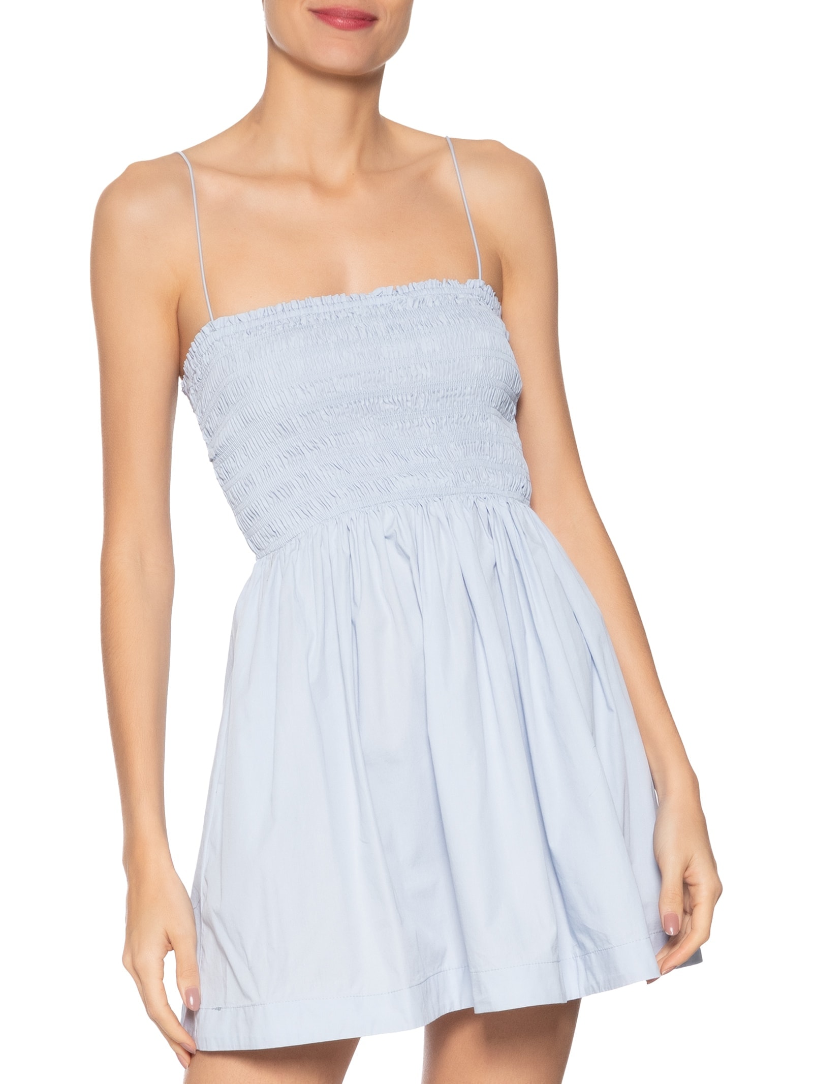 Vestido Curto Lastex Alcinhas Azul Farm