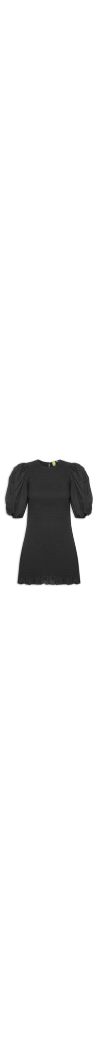 Vestido Curto Lastex Mangas - Preto