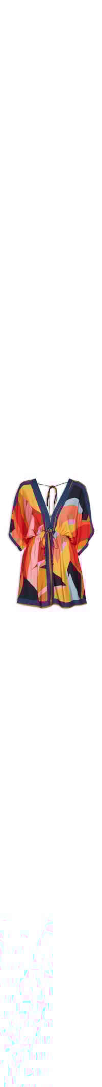 Vestido Curto Lenço Costela De Cor - Azul