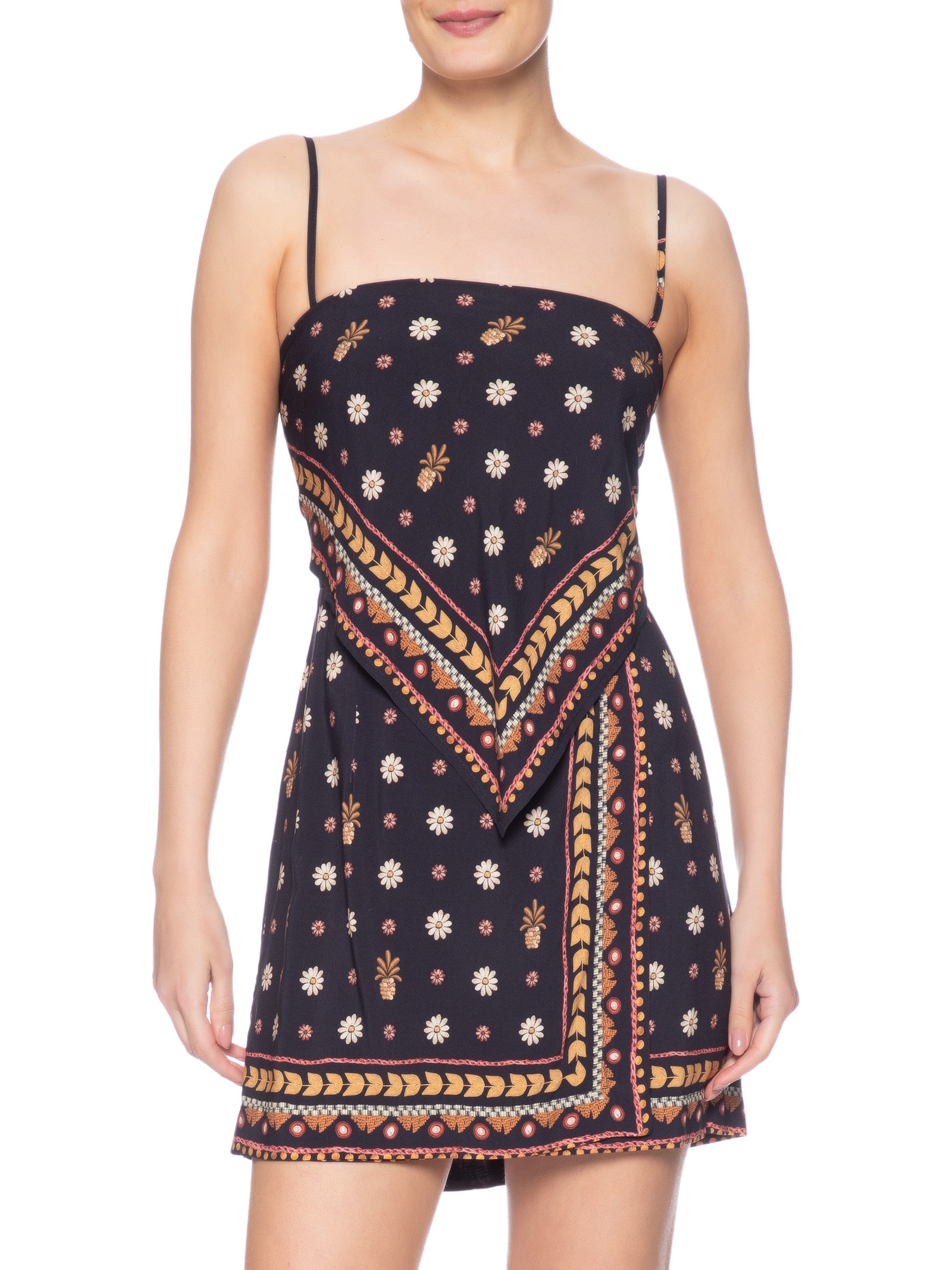 Vestido Curto Lenço Lili Preto Farm