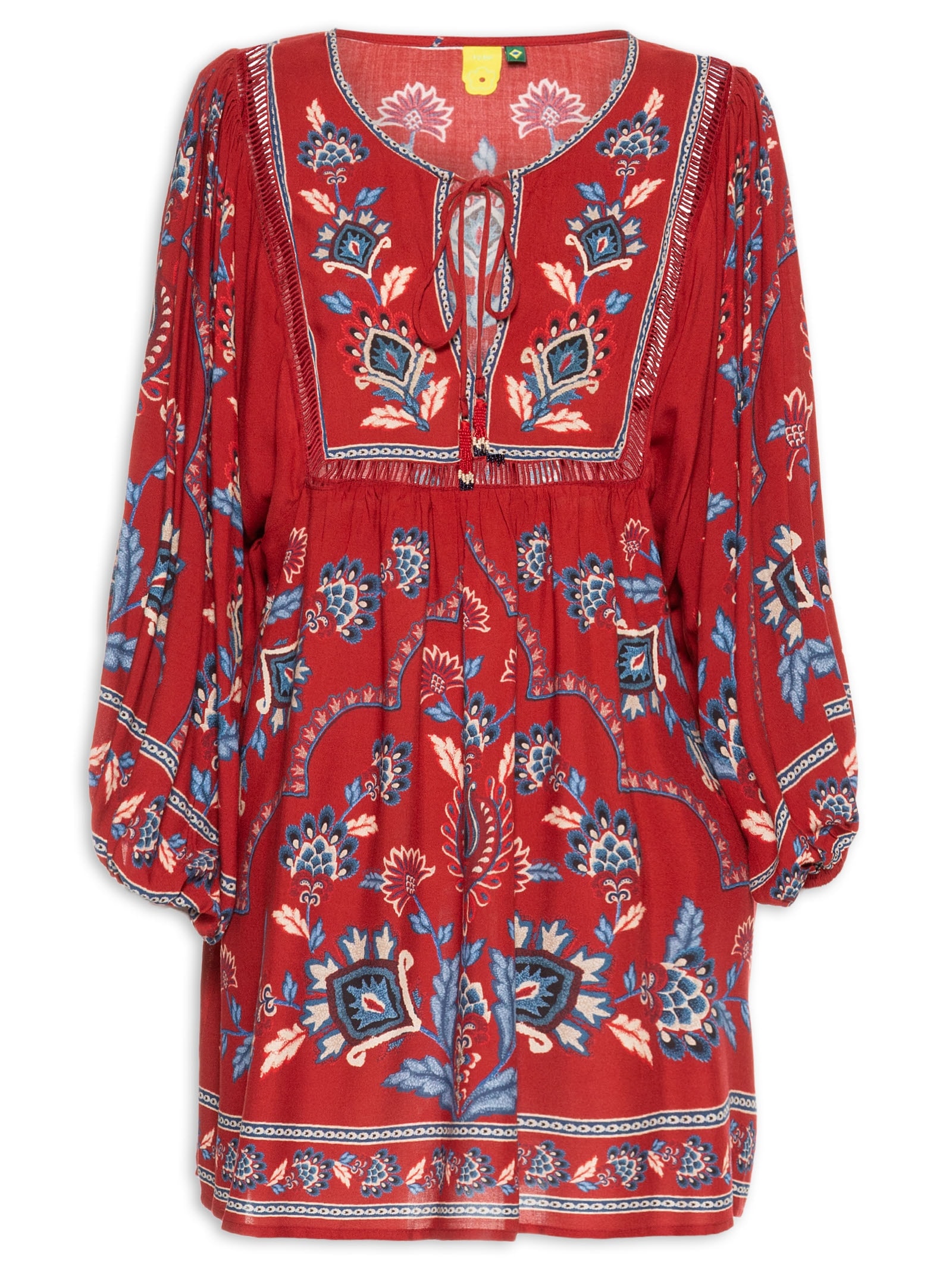 Vestido Curto Lenço Náutico Vermelho Farm