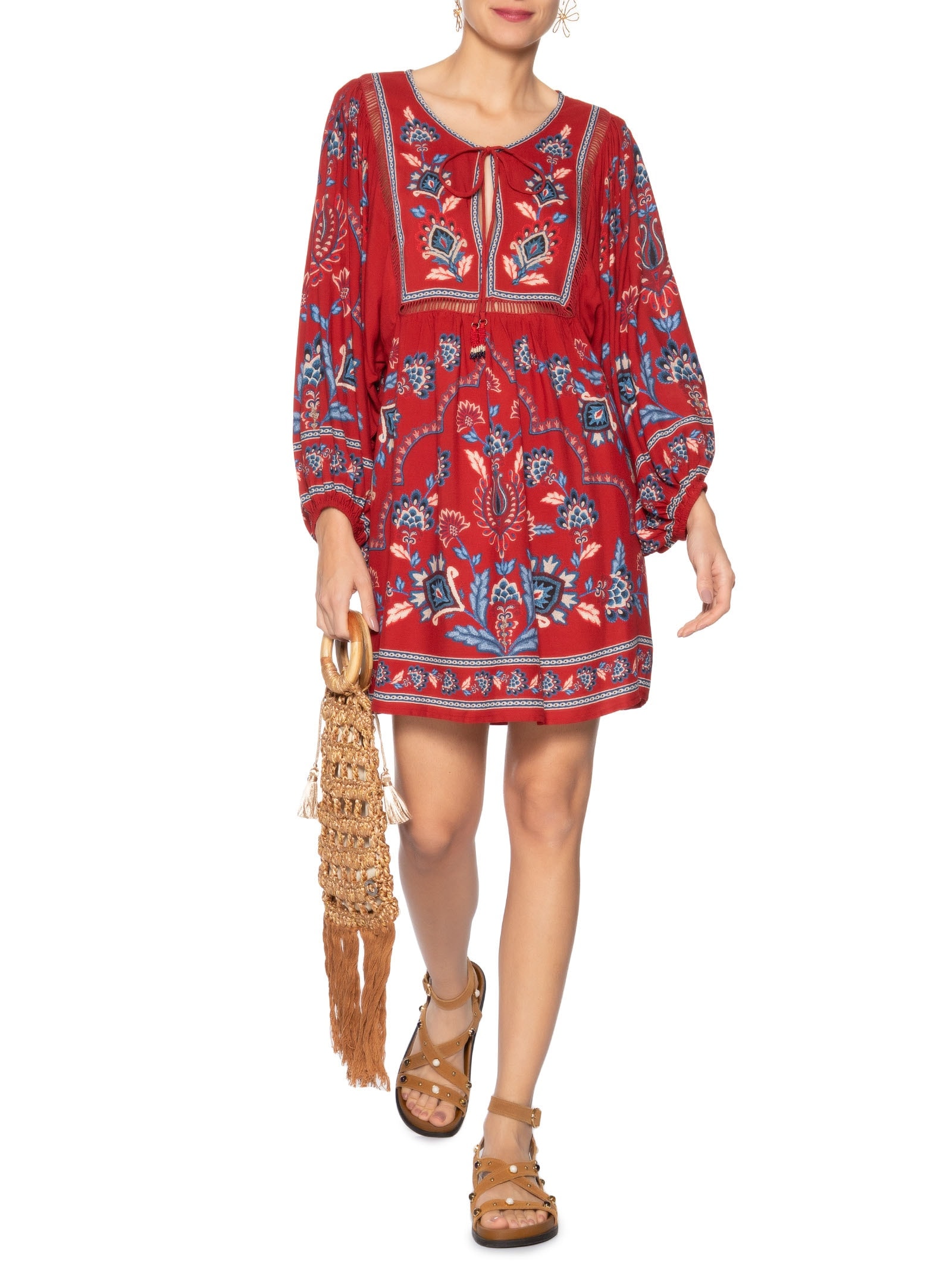 Vestido Curto Lenço Náutico Vermelho Farm