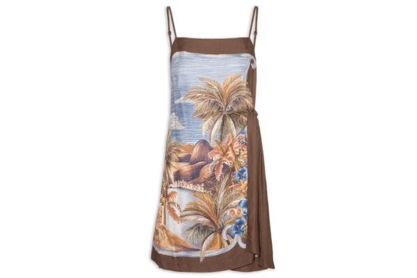 Vestido Curto Lenço Rio Paraíso - Marrom