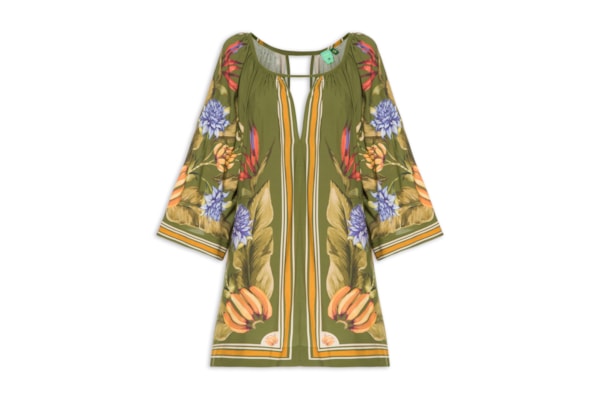 Vestido Curto Lenço Tropical - Verde