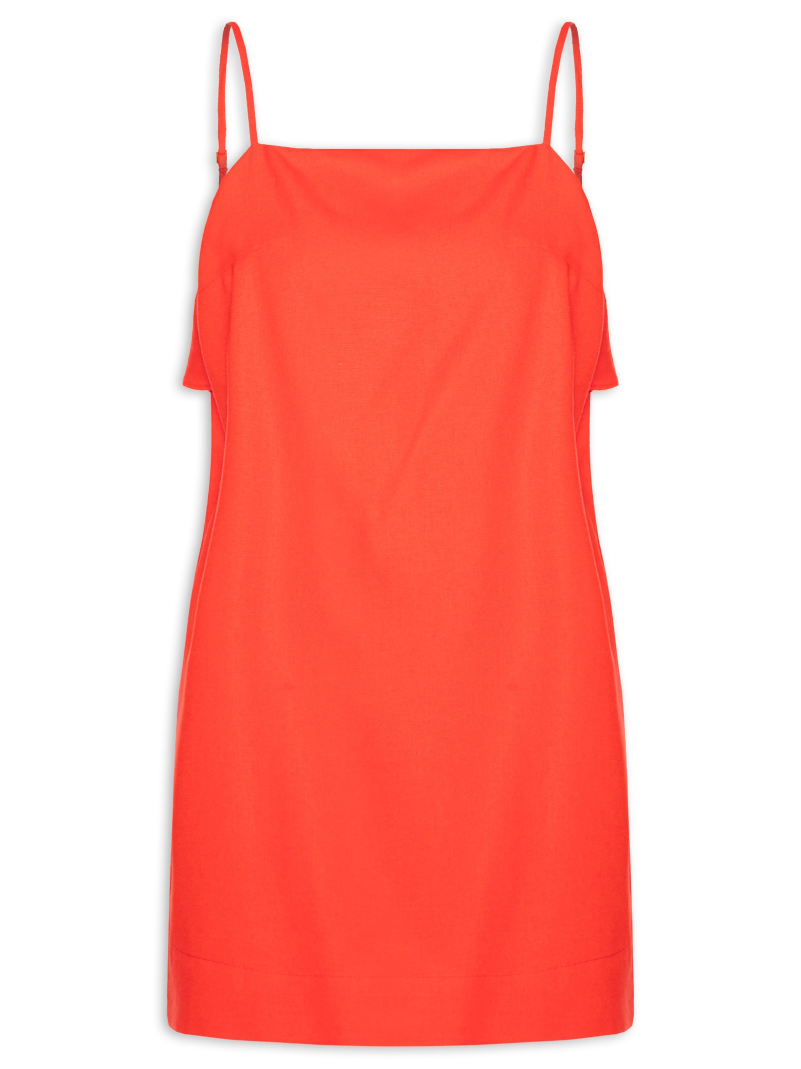 Vestido Curto Linho Babado Costas Vermelho Dress To