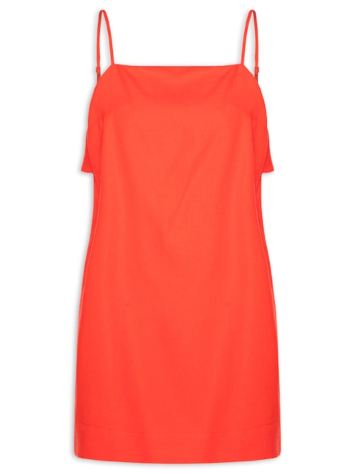 Vestido Curto Linho Babado Costas – Vermelho