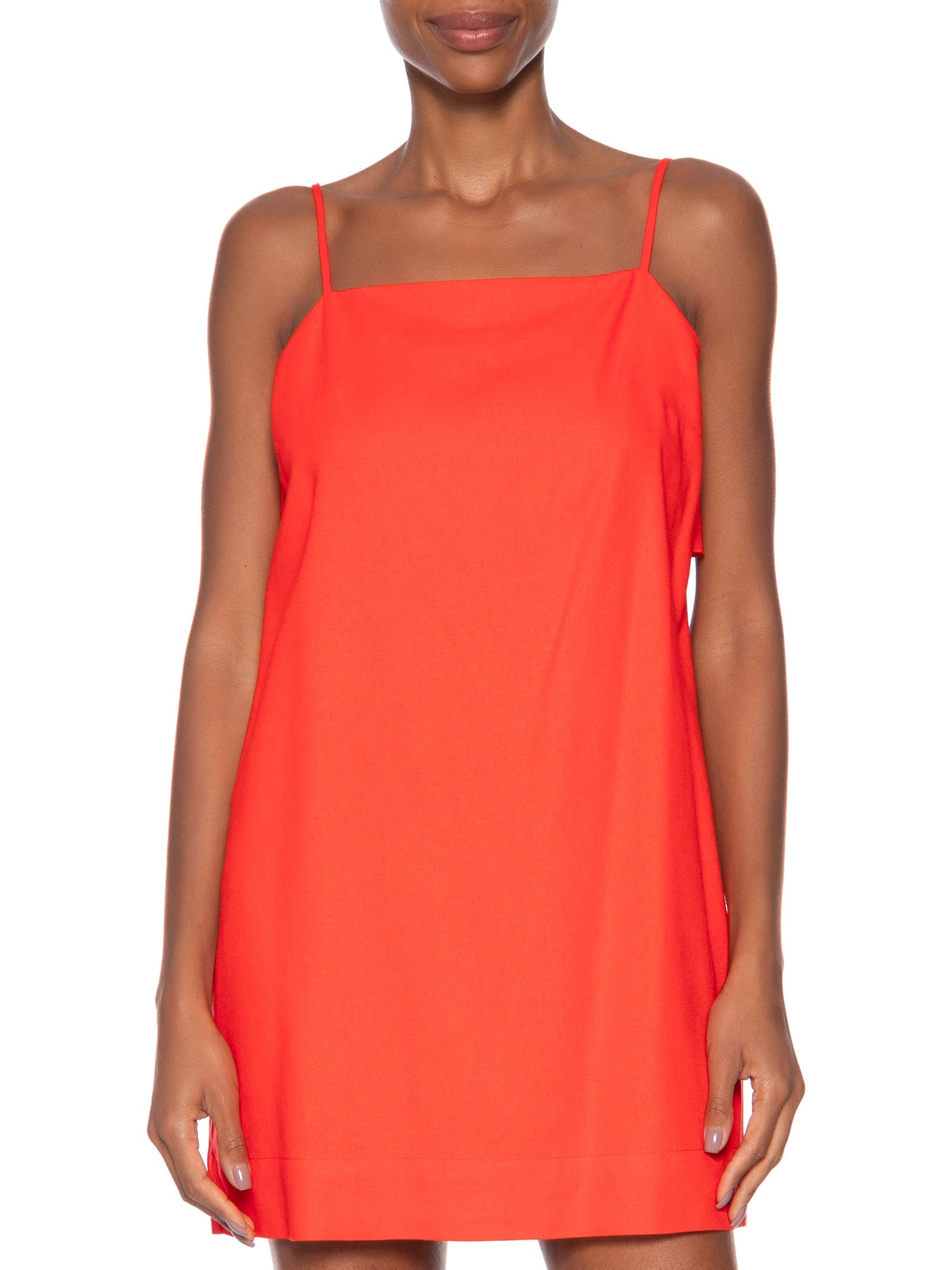 Vestido Curto Linho Babado Costas Vermelho Dress To