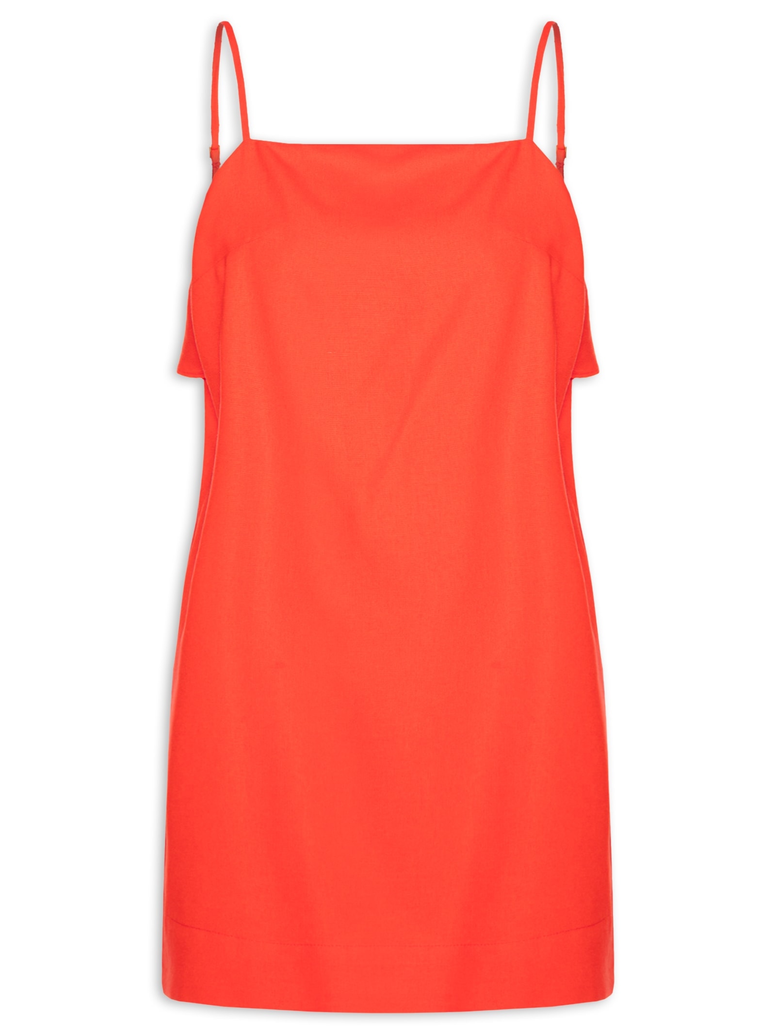 Vestido Curto Linho Babado Costas Vermelho Dress To