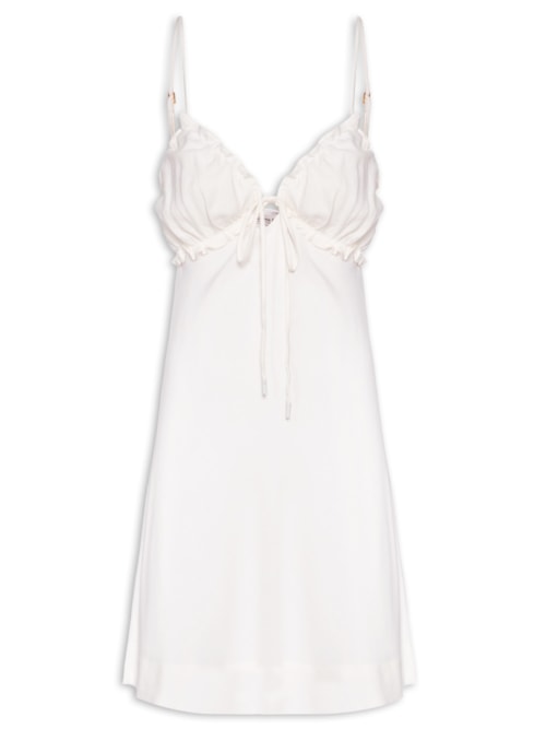 Vestido Curto Linho Busto Franzido – Off White