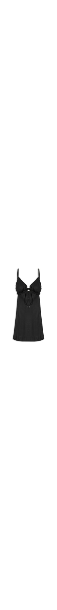 Vestido Curto Linho Busto Franzido - Preto