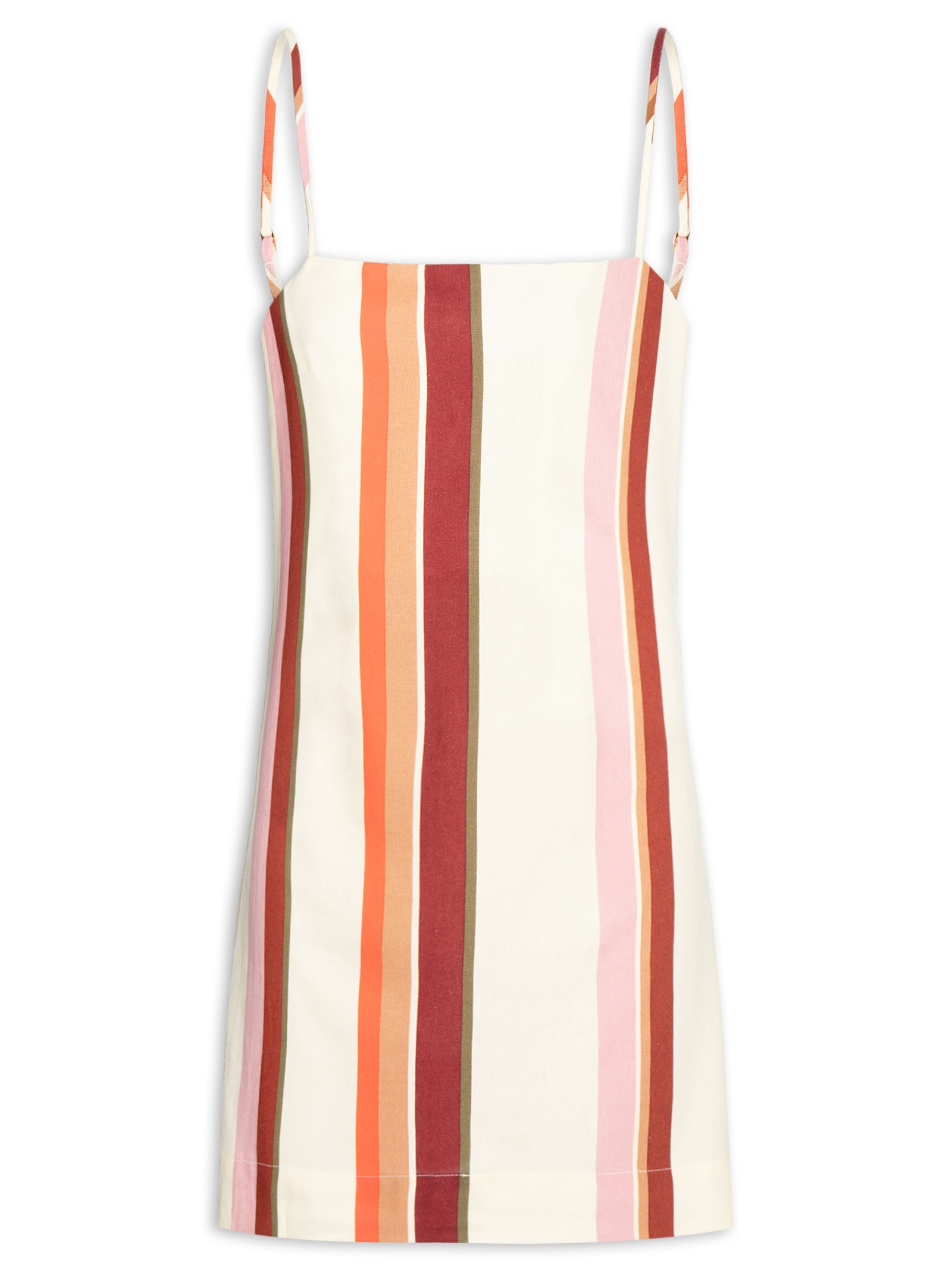 Vestido Curto Linho Est Listra Tarde Bege Dress To