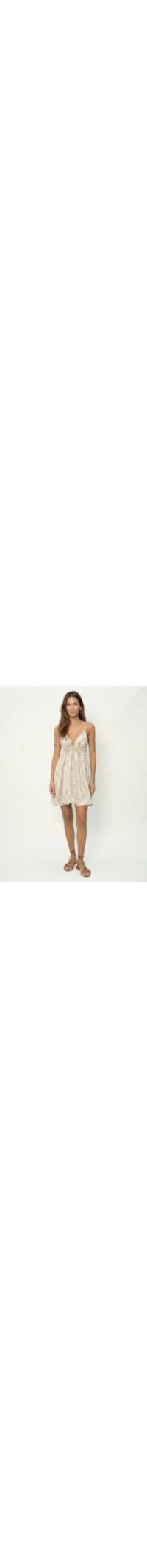 Vestido Curto Linho Estampa Melissa - Azul