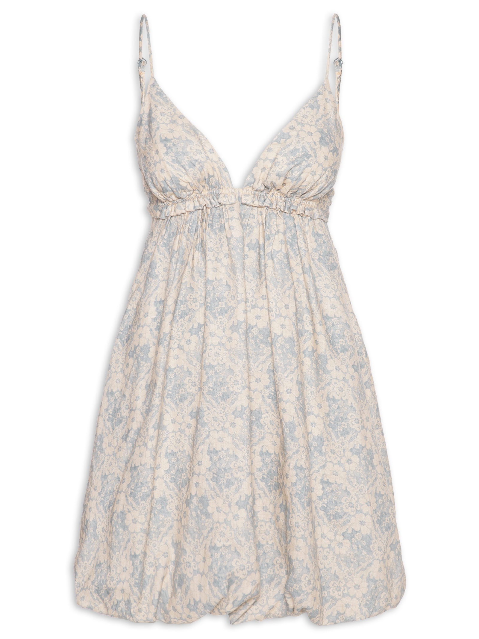 Vestido Curto Linho Estampa Melissa Azul Maria Filó