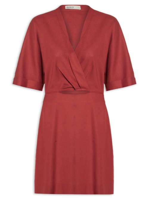 Vestido Curto Linho Manga – Vermelho
