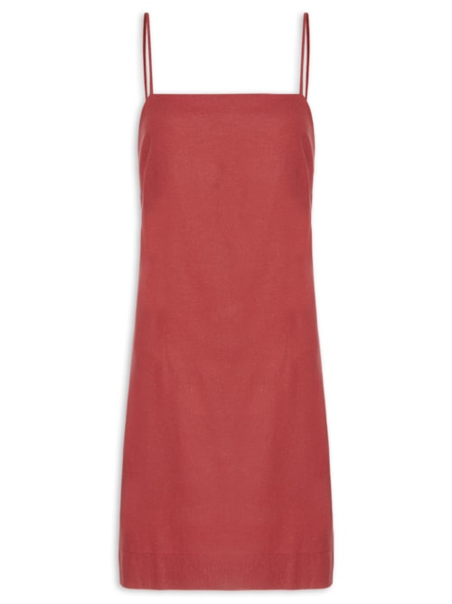 Vestido Curto Linho Reto – Vermelho