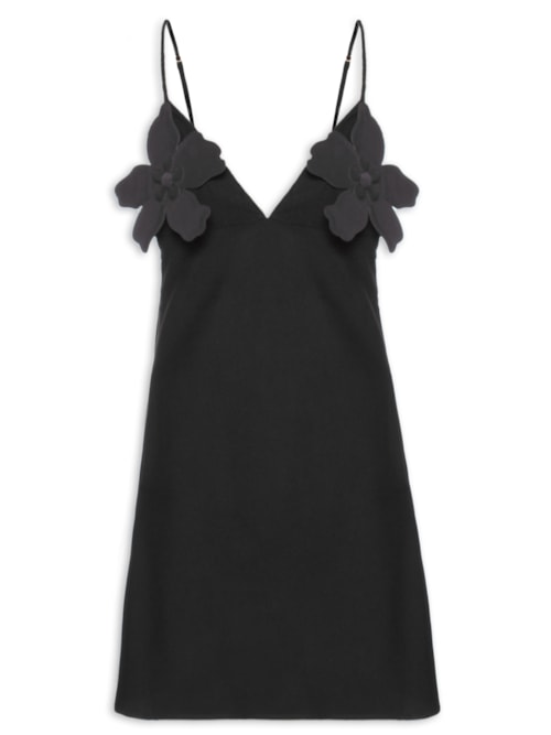 Vestido Curto Liso Blossom – Preto
