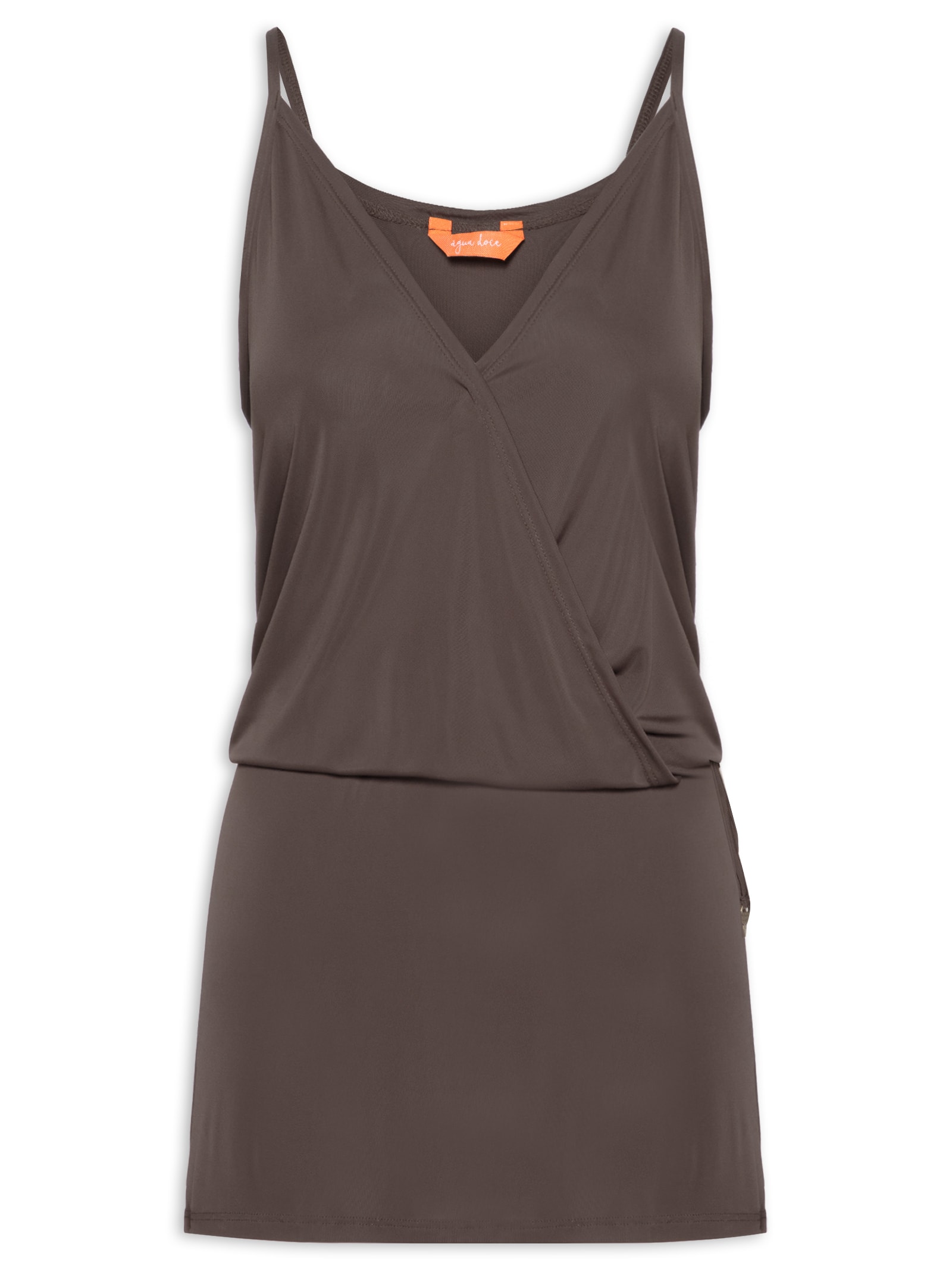 Vestido Curto Liso Marrom Água Doce