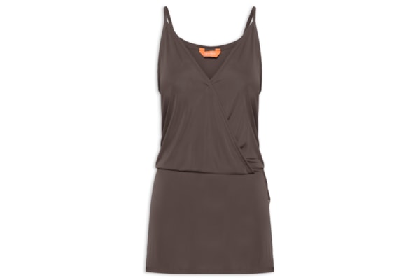 Vestido Curto Liso - Marrom