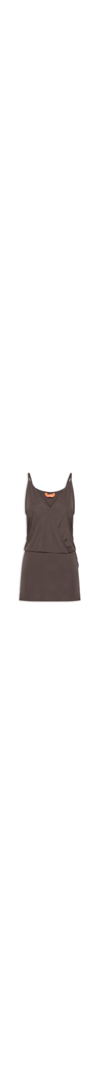 Vestido Curto Liso - Marrom