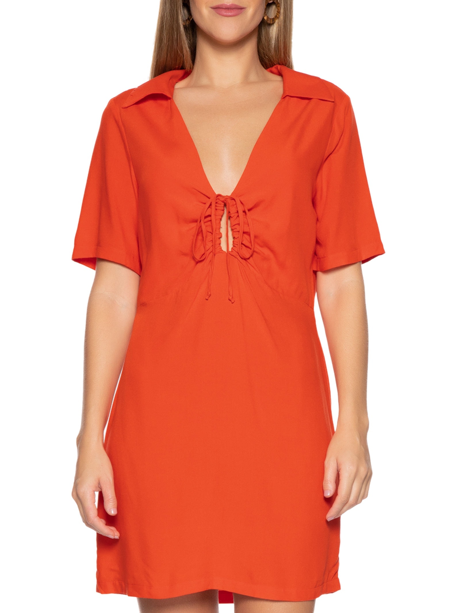 Vestido Curto Liso Vermelho Colcci