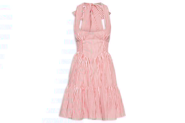 Vestido Curto Listra Palmas - Vermelho