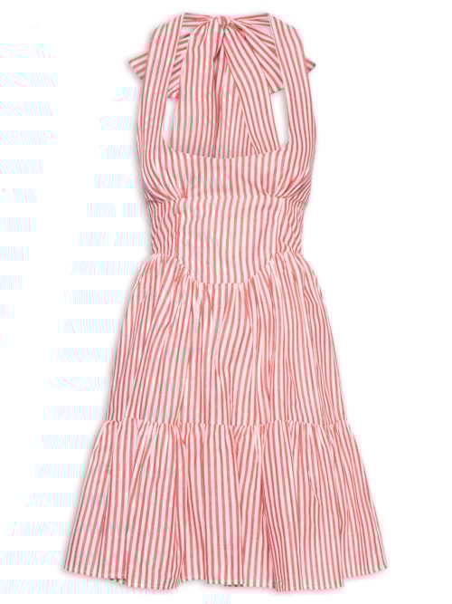 Vestido Curto Listra Palmas – Vermelho