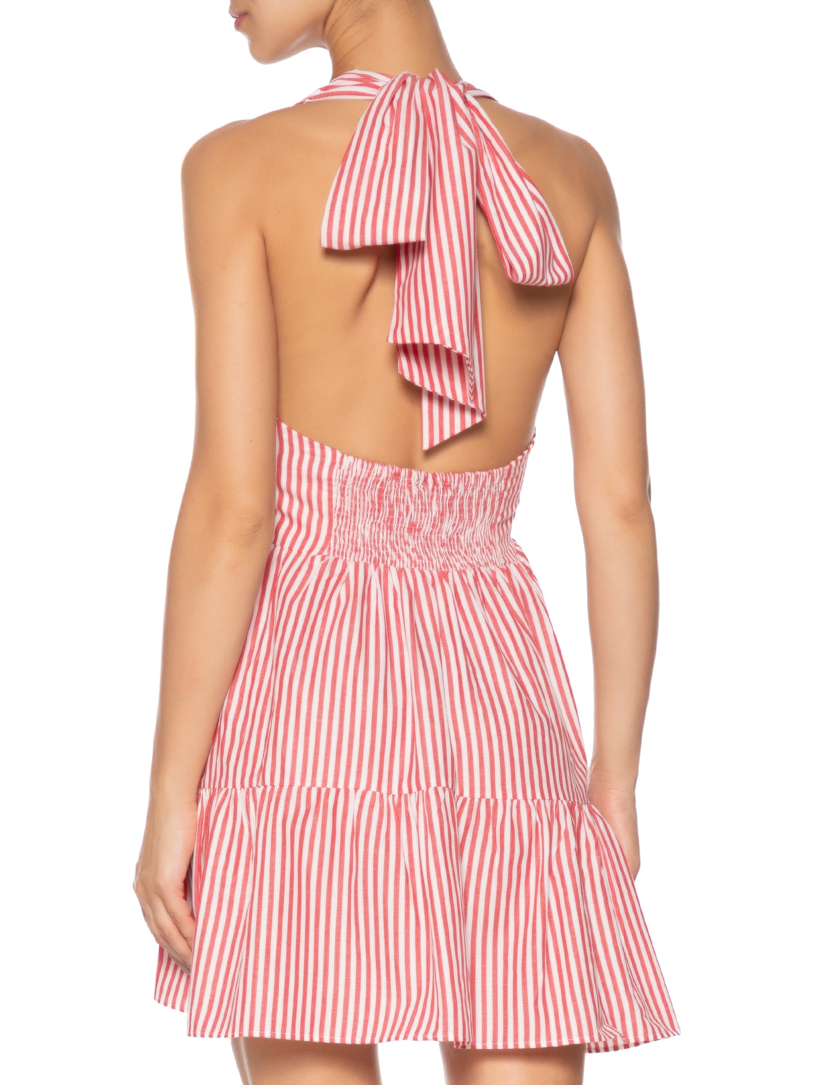 Vestido Curto Listra Palmas Vermelho Farm