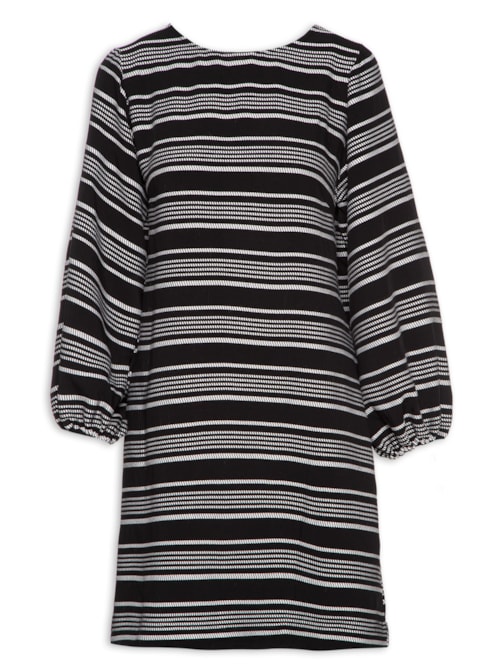 Vestido Curto Listra Pespontos - Preto