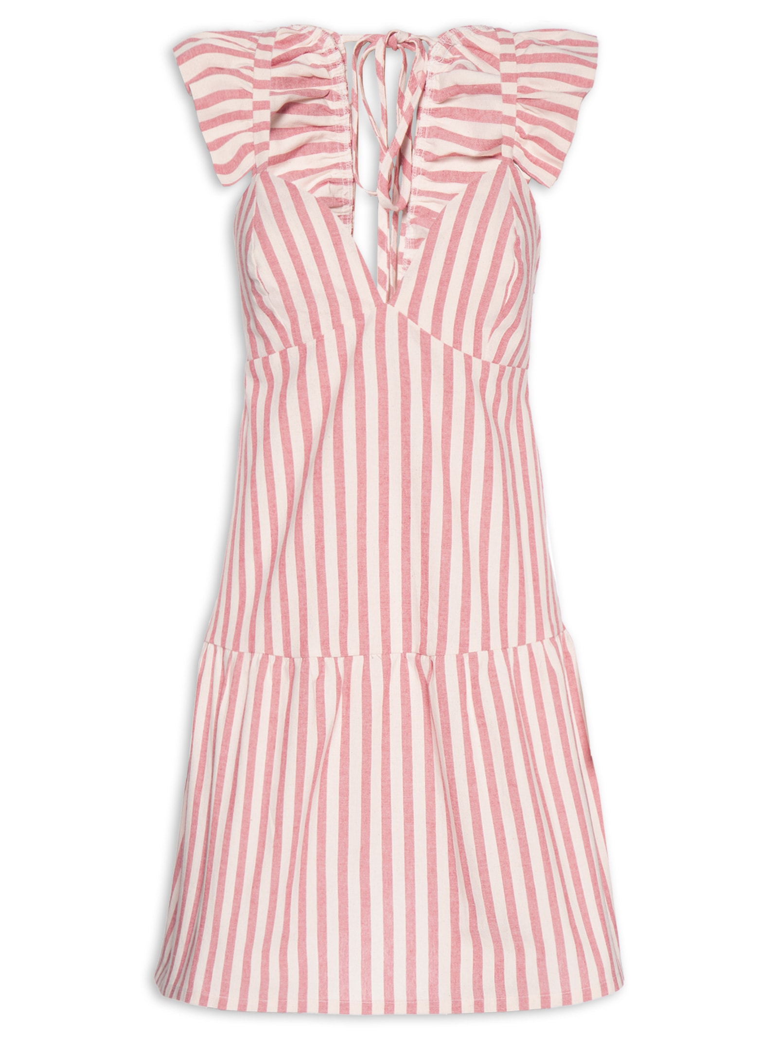 Vestido Curto Listrado – Vermelho Cacay