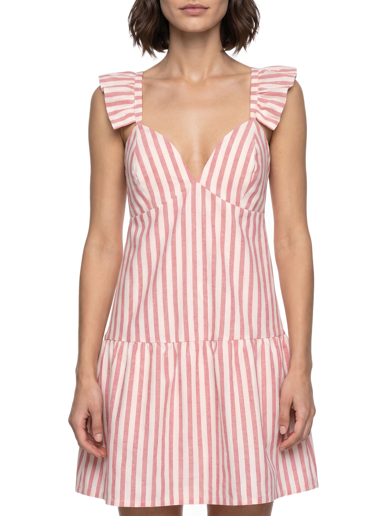 Vestido Curto Listrado – Vermelho Cacay