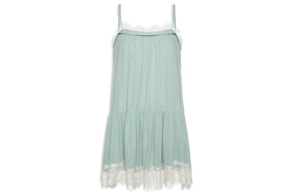 Vestido Curto Lurex Com Renda - Verde