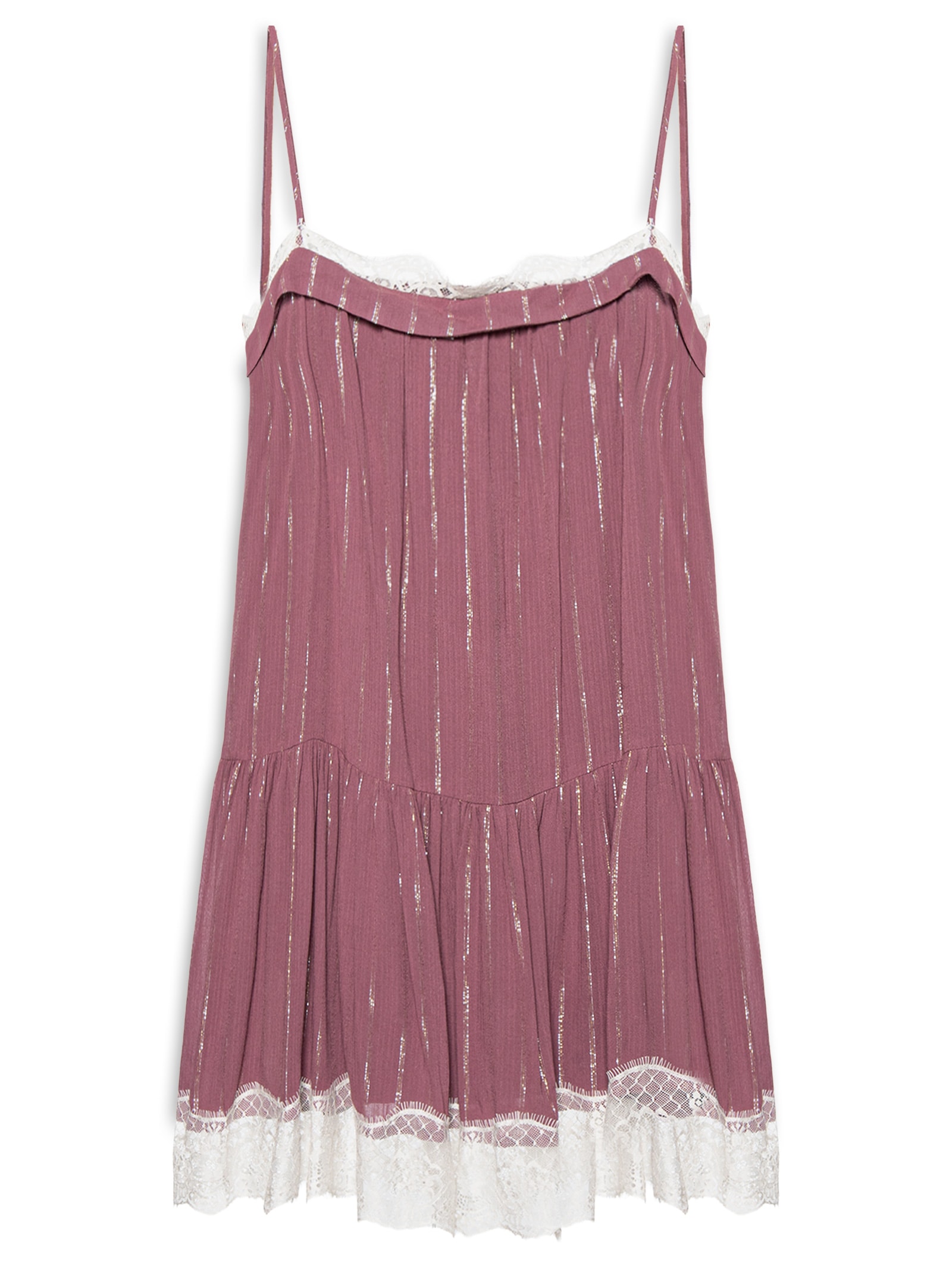 Vestido Curto Lurex Com Renda Vermelho Dress To