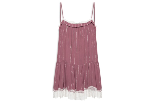 Vestido Curto Lurex Com Renda - Vermelho