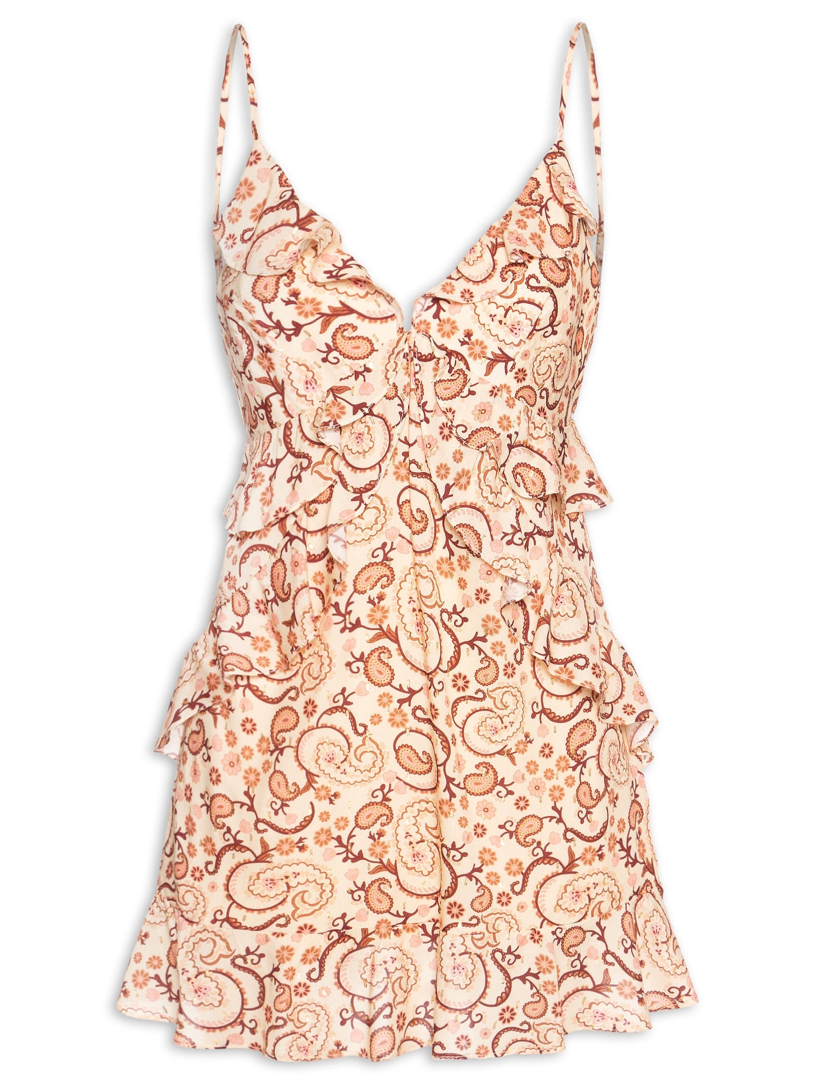 Vestido Curto Luréx Estampa Suspiro Bege Dress To