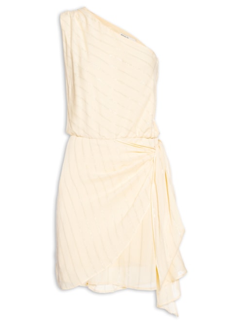 Vestido Curto Lurex Um Ombro Só – Amarelo