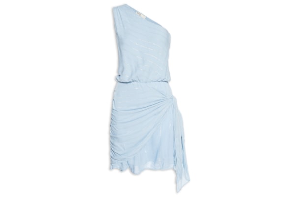 Vestido Curto Luréx Um Ombro Só - Azul