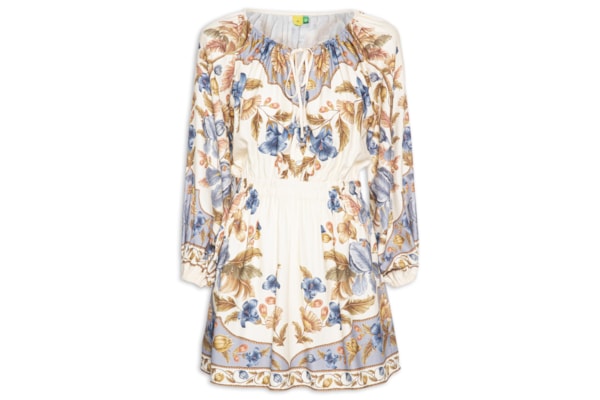 Vestido Curto Manga Albânia - Azul