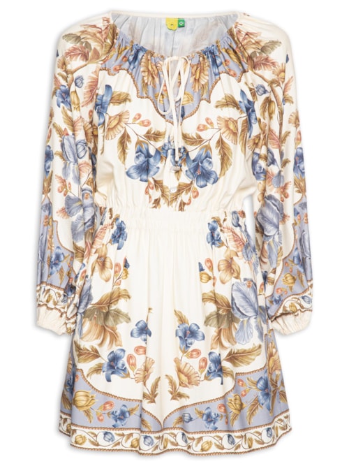 Vestido Curto Manga Albânia - Azul