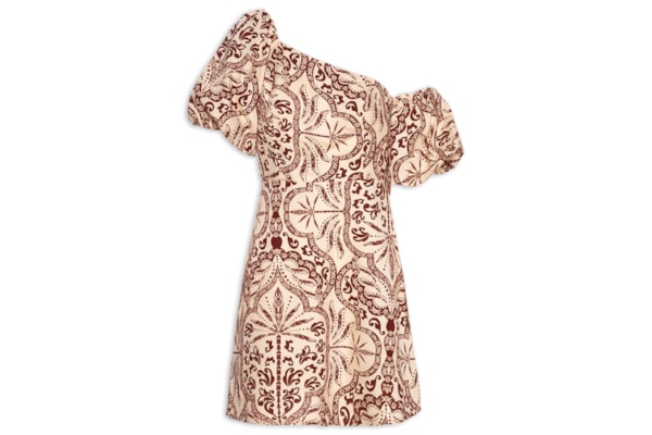 Vestido Curto Manga Balonê - Marrom