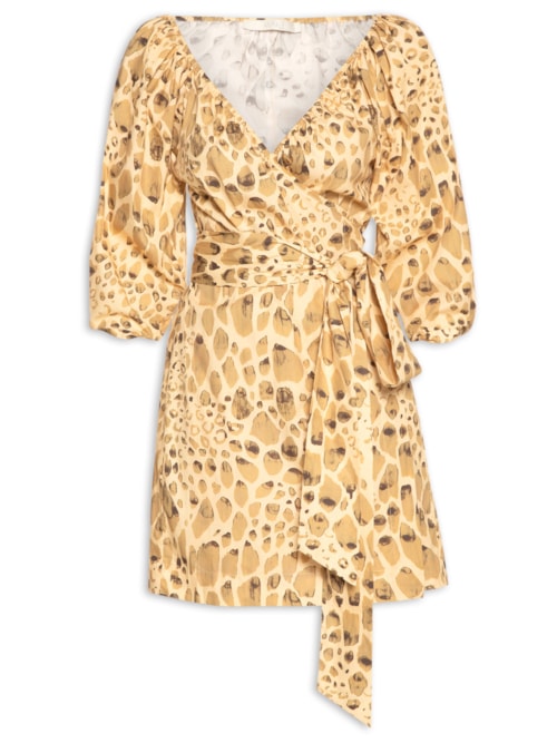 Vestido Curto Manga Bufante – Amarelo