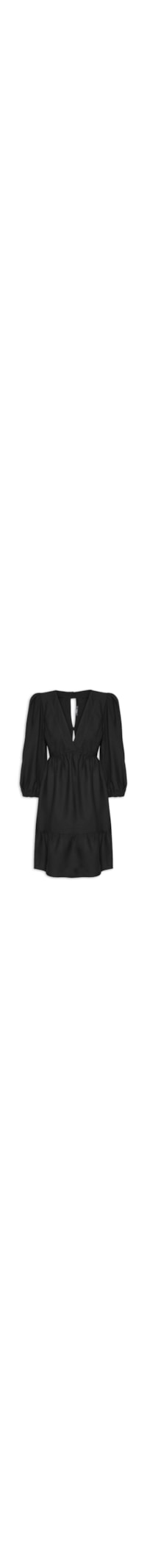 Vestido Curto Manga Bufante Pala Decote - Preto