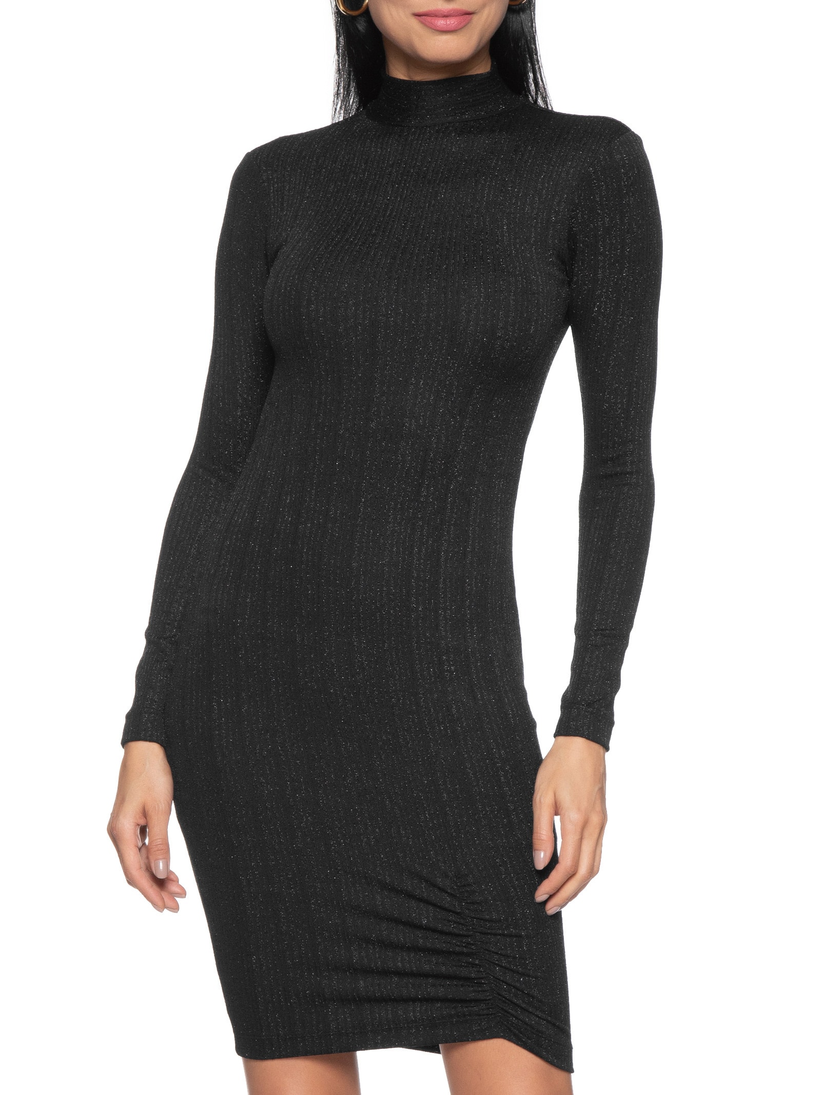 Vestido Curto Manga Comprida Preto My Place