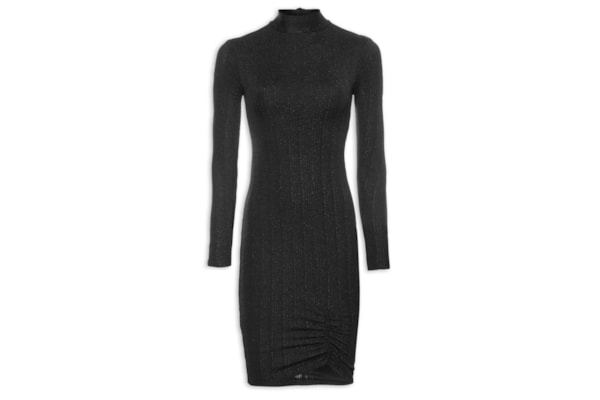 Vestido Curto Manga Comprida - Preto