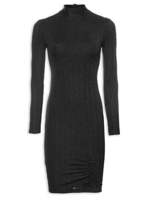 Vestido Curto Manga Comprida – Preto