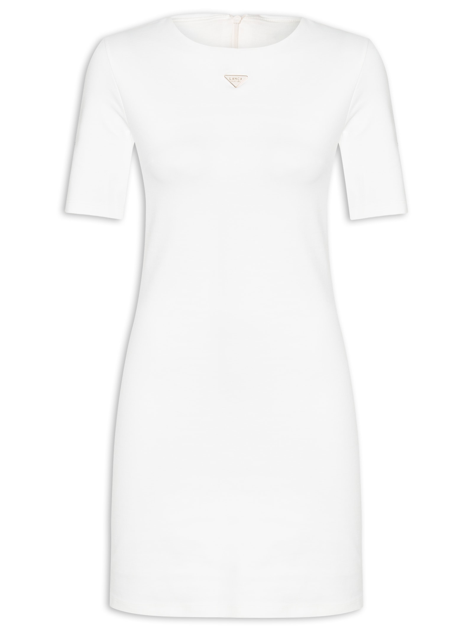 Vestido Curto Manga Curta Branco Lança Perfume